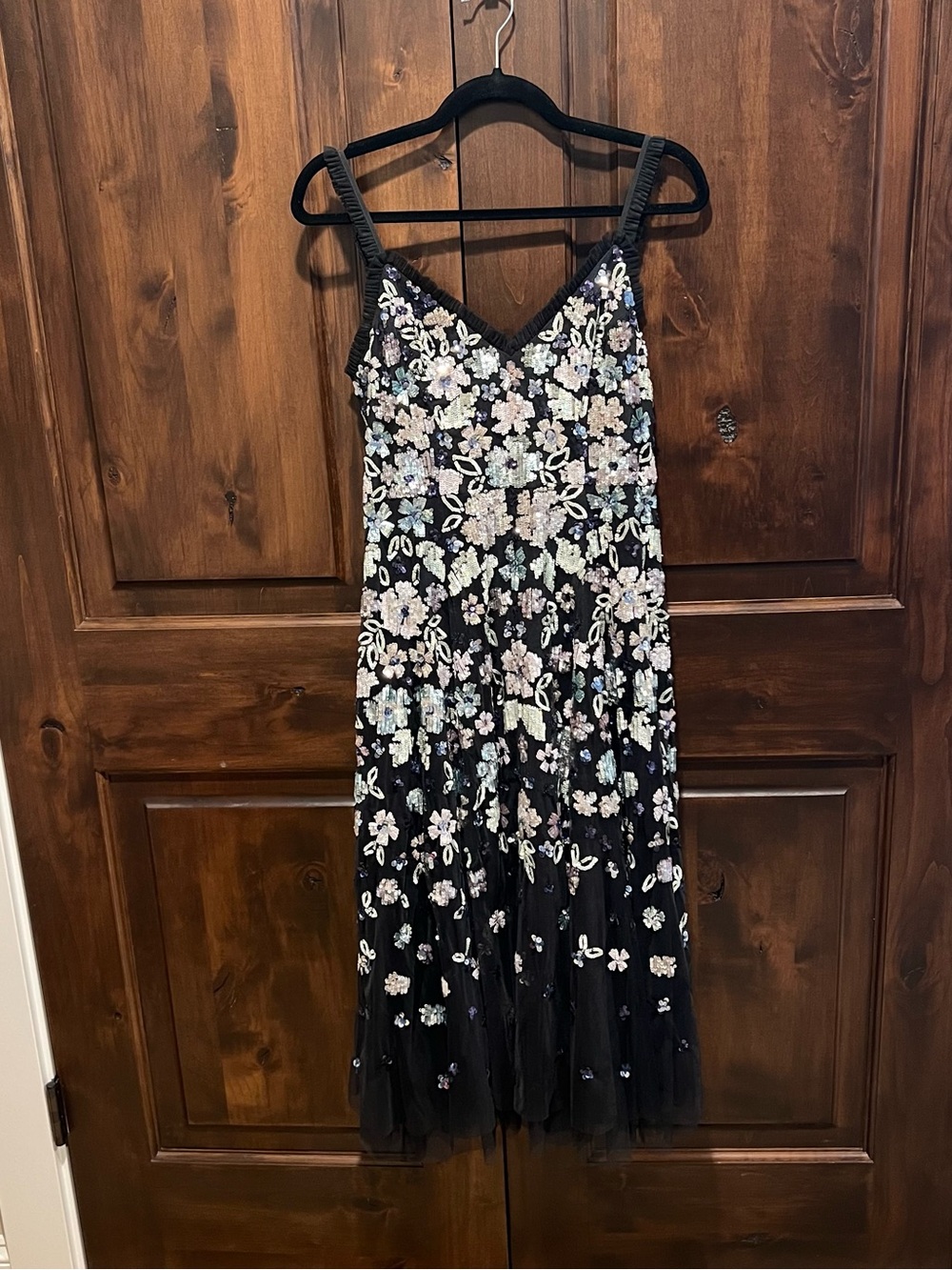 BHLDN Needle and Thread Wildflower Black Floral Sequin Midi Dress - Picture 8 of 16